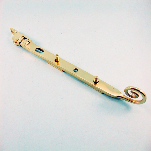 THD087/PB • 200mm • Polished Brass • Curly Tail End Casement Stay